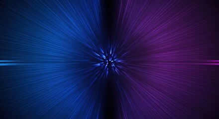 Bifurcated Cosmos - A Dynamic Explosion of Blue and Magenta Light Rays.