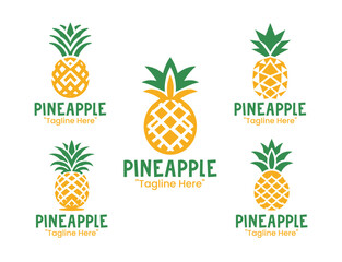 5 Pineapple Logo Set Tropical Fruit Branding Logo Collection