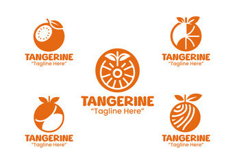 5 Tangerine Logo Set Citrus Fruit Branding Logo Collection