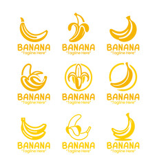 9 Banana Logo Set Tropical Fruit Branding Logo Collection