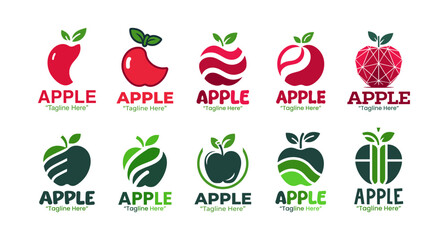 10 Apple Logo Set Professional Fruit Branding Logo Collection