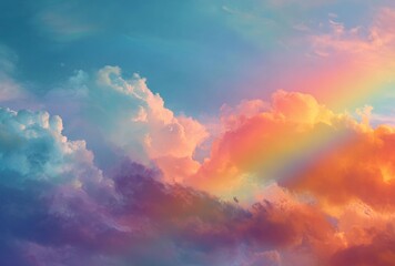 Obraz premium Colorful Dreamy Clouds with Rainbow Hues
