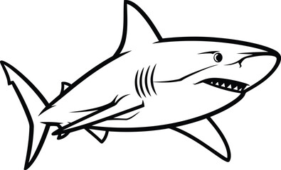 Hand drawn vector illustration of a great white shark apex predator marine life ocean animal vector