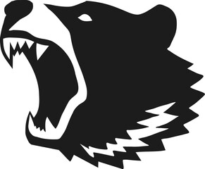 口を開けて威嚇している熊のシルエット