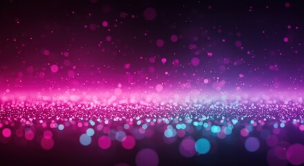 Ethereal Glow of Neon Pink and Cyan Bokeh Particles Floating in Cosmic Darkness.