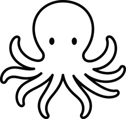 Simple line art octopus cute cartoon marine animal icon vector illustration vector