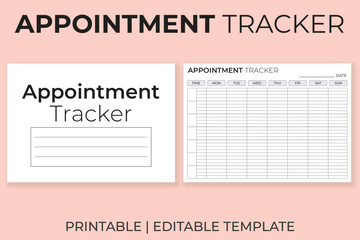 Appointment Tracker Horizontal Template, Printable Daily and Weekly Time Log, Editable Schedule Organizer, KDP Interior