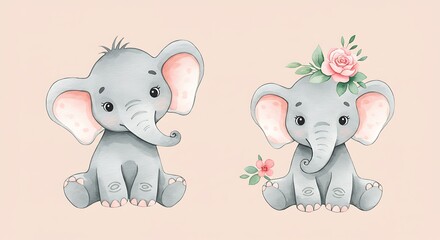 Fototapeta premium Floral Whispers: A Pair of Gentle Giants