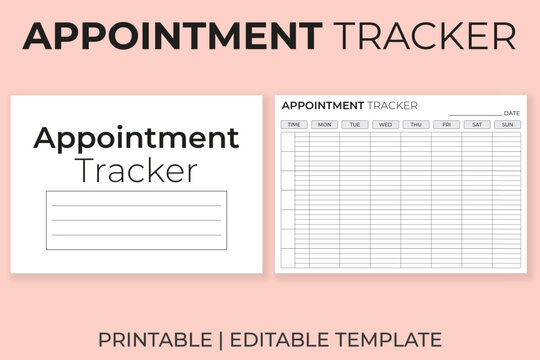 Appointment Tracker Horizontal Template, Printable Daily and Weekly Time Log, Editable Schedule Organizer, KDP Interior
