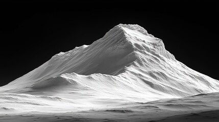 Monochrome Mountain Landscape with Dramatic Black Background