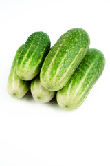 Gherkins Isolated, Farm cucumbers on white background