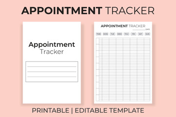 Appointment Tracker Template, Printable Daily and Weekly Time Log, Editable Schedule Organizer, KDP Interior