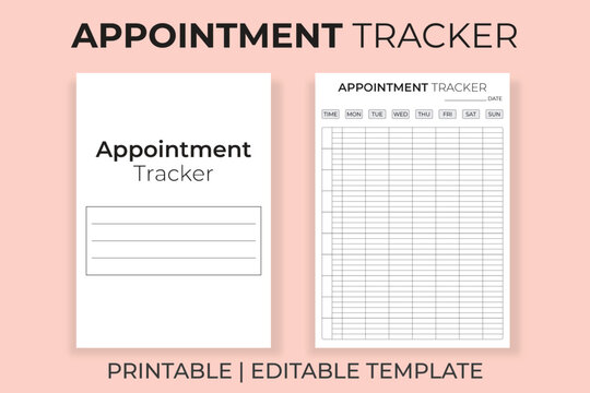 Appointment Tracker Template, Printable Daily and Weekly Time Log, Editable Schedule Organizer, KDP Interior - Powered by Adobe