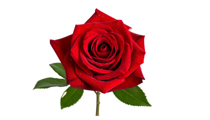 Single red rose flower blossom, an isolated object of nature's beauty and romance, perfect for love, Valentine's Day, or a beautiful anniversary gift