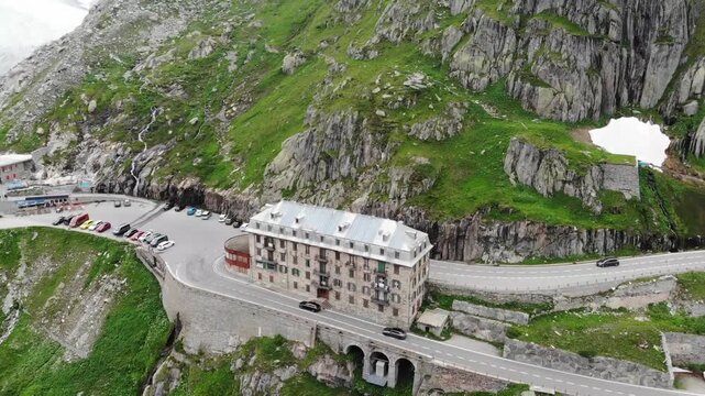 Aerial view of the Furkapass pass, Switzerland