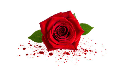 Single red rose flower blossom, an isolated object of nature's beauty and romance, perfect for love, Valentine's Day, or a beautiful anniversary gift