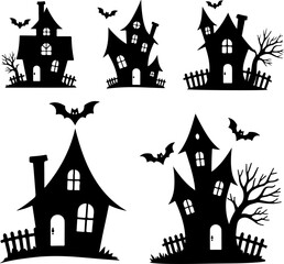 Spooky Haunted House and Castle Silhouettes Bundle