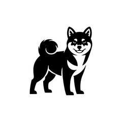 Illustration of a husky dog isolated on white background. Design element for emblem, sign, poster, badge. Vector illustration