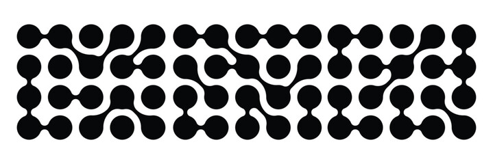 Connected dots icon. Circles pattern sign. Integration symbol. Abstract point movement. Connected round blobs. Transition metaballs. Vector illustration 