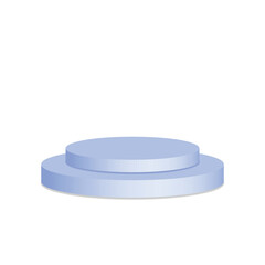 Realistic blue blank product podium scene isolated on a white background. Vector illustration 