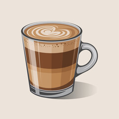 Coffee Cup Vector Illustration with Latte Art Swirl Design