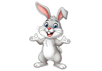 Obraz premium Cute cartoon bunny rabbit with open arms and a happy smile