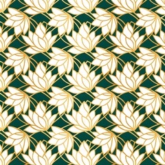 Fototapeta premium Seamless floral pattern with leaves on black vintage background