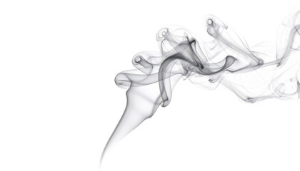 Smoke isolated on white background with smooth swirling patterns