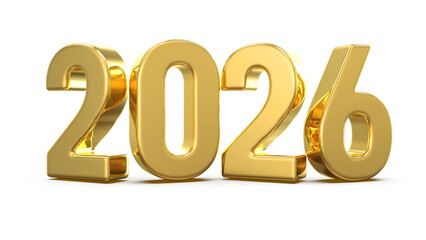 Happy New Year 2026 Celebration with Golden and Silver 3D Numbers