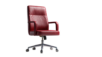 Red leather office chair, angled view (1)