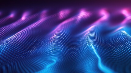 Coherent light patterns laser interference digital particle waves flowing blue purple gradient abstract technology visualization optical physics background
