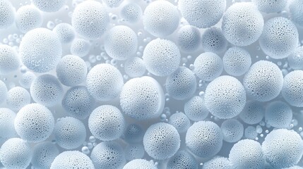 Textured white spheres clustered tightly, soft lighting, abstract