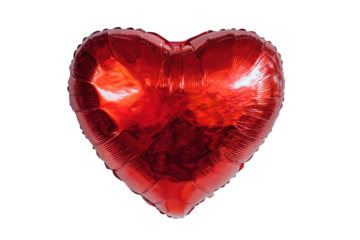 Radiant Red Heart Balloon Isolated on Transparent Background Shining with Love and Affection Symbolizing Romance and Celebration for Special Occasions with Gleaming Metallic Texture Perfect for