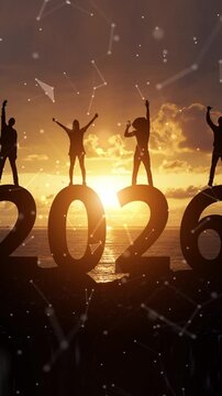 Motivational New Year 2026 Celebration at Sunset