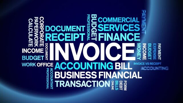 invoice animated word cloud-text design animation tag kinetic typography seamless loop.