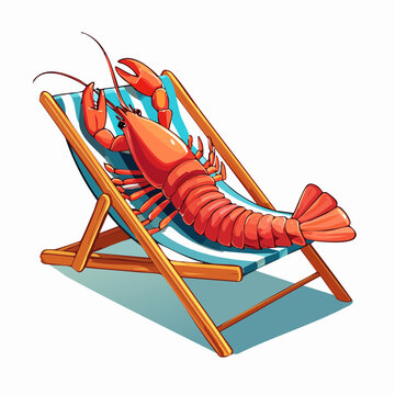 obster, sleeping on sunlit striped lounge chair