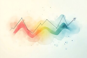 Stylized infographic line graph showing data progression with bright markers