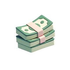 Money bundle or stack of banknotes 3d unique stylish playful icon isolated on transparent background png for Finance and Business Design