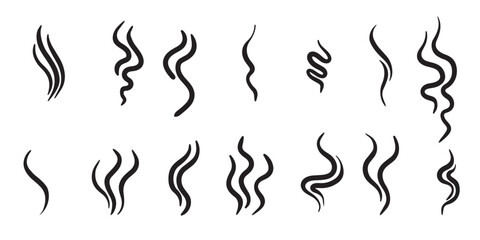 set of doodle smoke symbol aroma smell icon hand drawn vector illustration