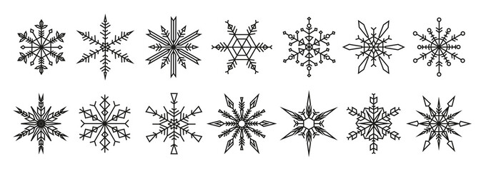 Set of Linear Snowflakes vector