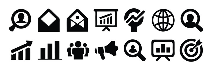 set of marketing icon collection business digital vector illustration