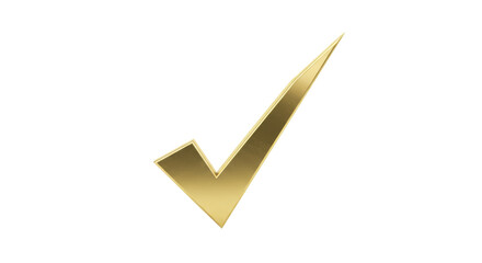Golden check mark PNG isolated on transparent background, symbol of approval and success for graphic design