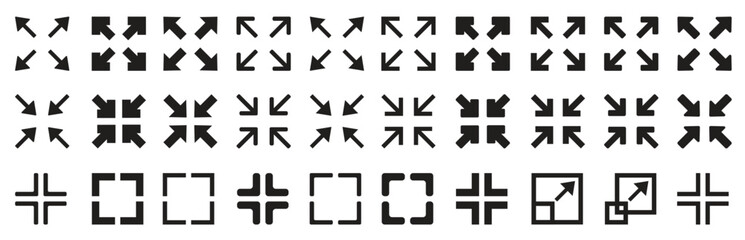  full screen and exit full screen icon set vector illustration