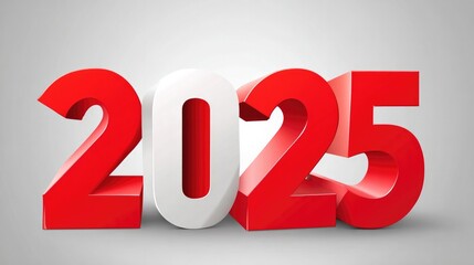 Bold red and white 2025 design concept for modern advertising and marketing trends