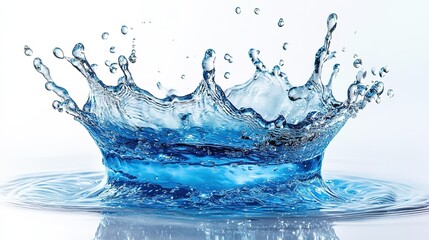 Dynamic Blue Water Splash with Crown - Like Formation