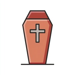 Obraz premium Coffin design with cross on lid for funeral themes and memorial graphics