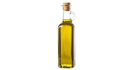 Olive oil in glass bottle isolated, healthy cooking ingredient for Mediterranean diet and culinary use