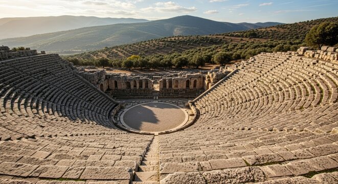 Ancient Greek Theater of Messene in Greece.