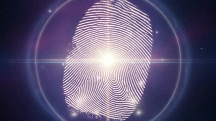 Digital fingerprint glowing with a bright light, representing security and identification. - Powered by Adobe