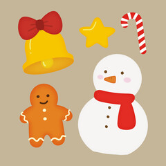 クリスマス　アイテム　鈴　星　杖　ジンジャークッキー　雪だるま